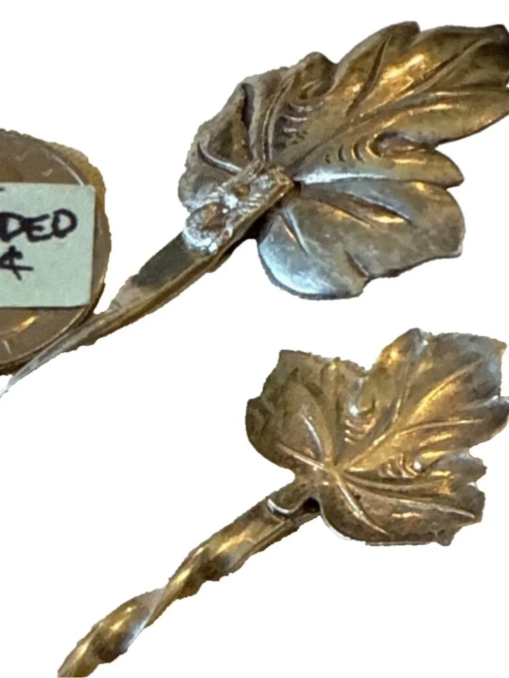 Leaf-Top Decorative Spoon Pair - Silver-Tone